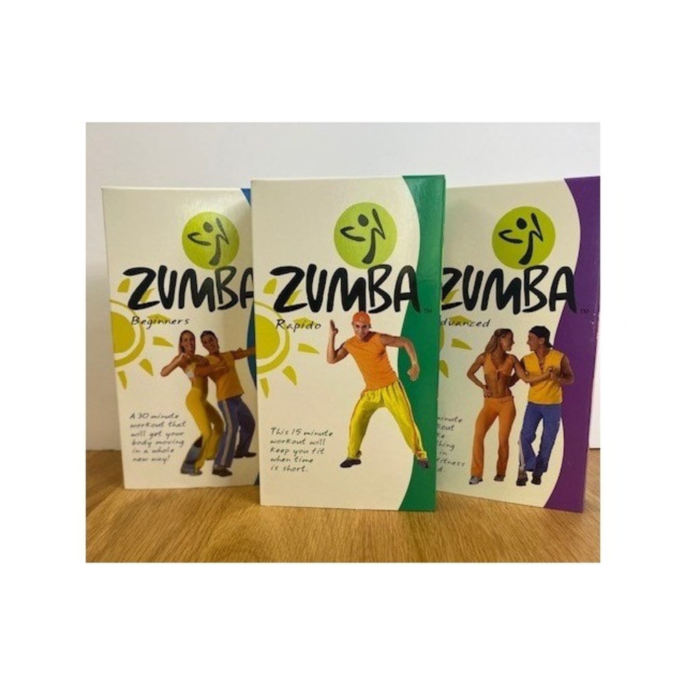 Zumba Fitness VHS Workout Set 3 Tapes Eating Plan White Good Cardio Dance